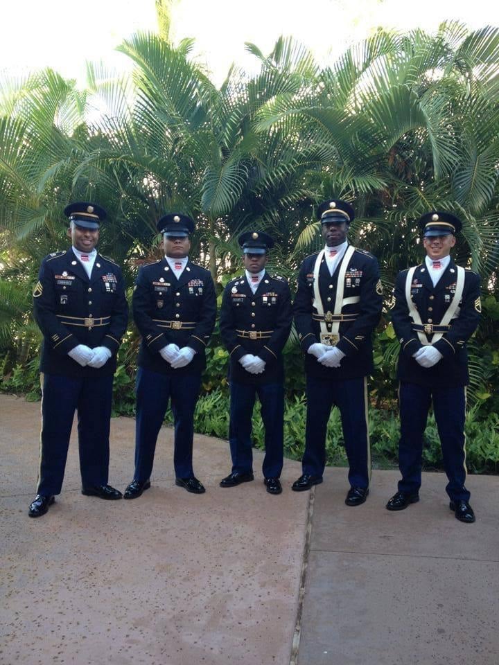 five veterans in uniform